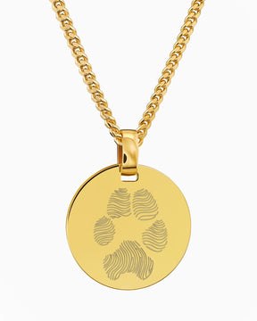 Empreinte de patte Plaques à graver Collier Pendentif Rond Poli
