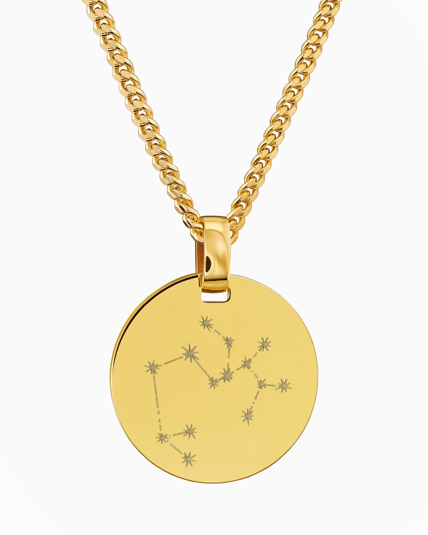 Signe du zodiaque Plaques gravées Collier Pendentif Rond Poli