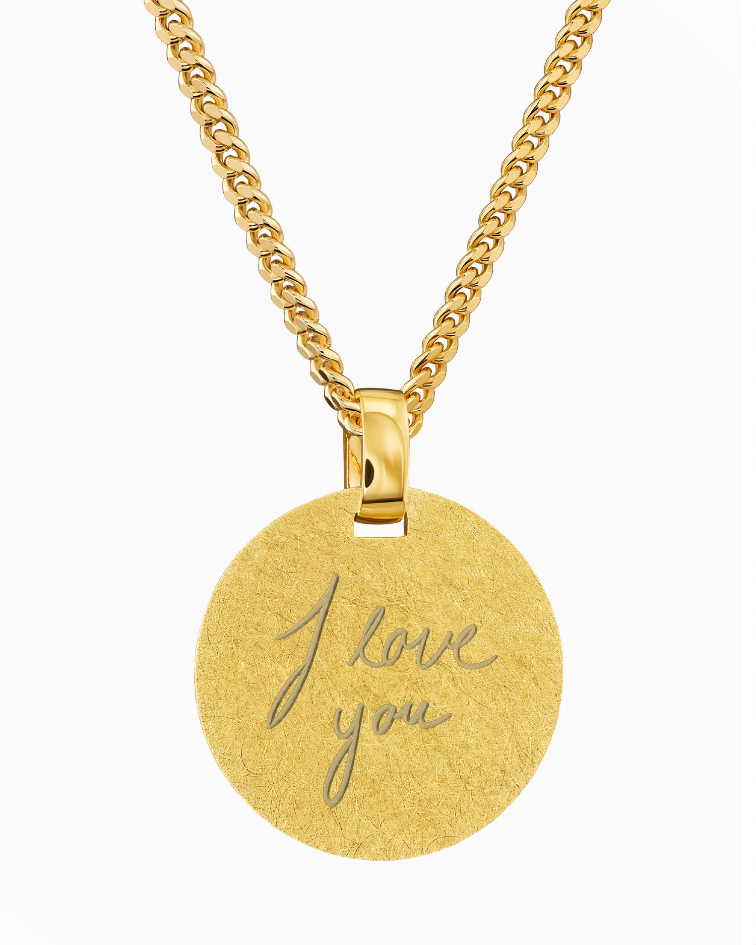 Handwriting Upload Plaques à graver Collier Pendentif Rond Glacé