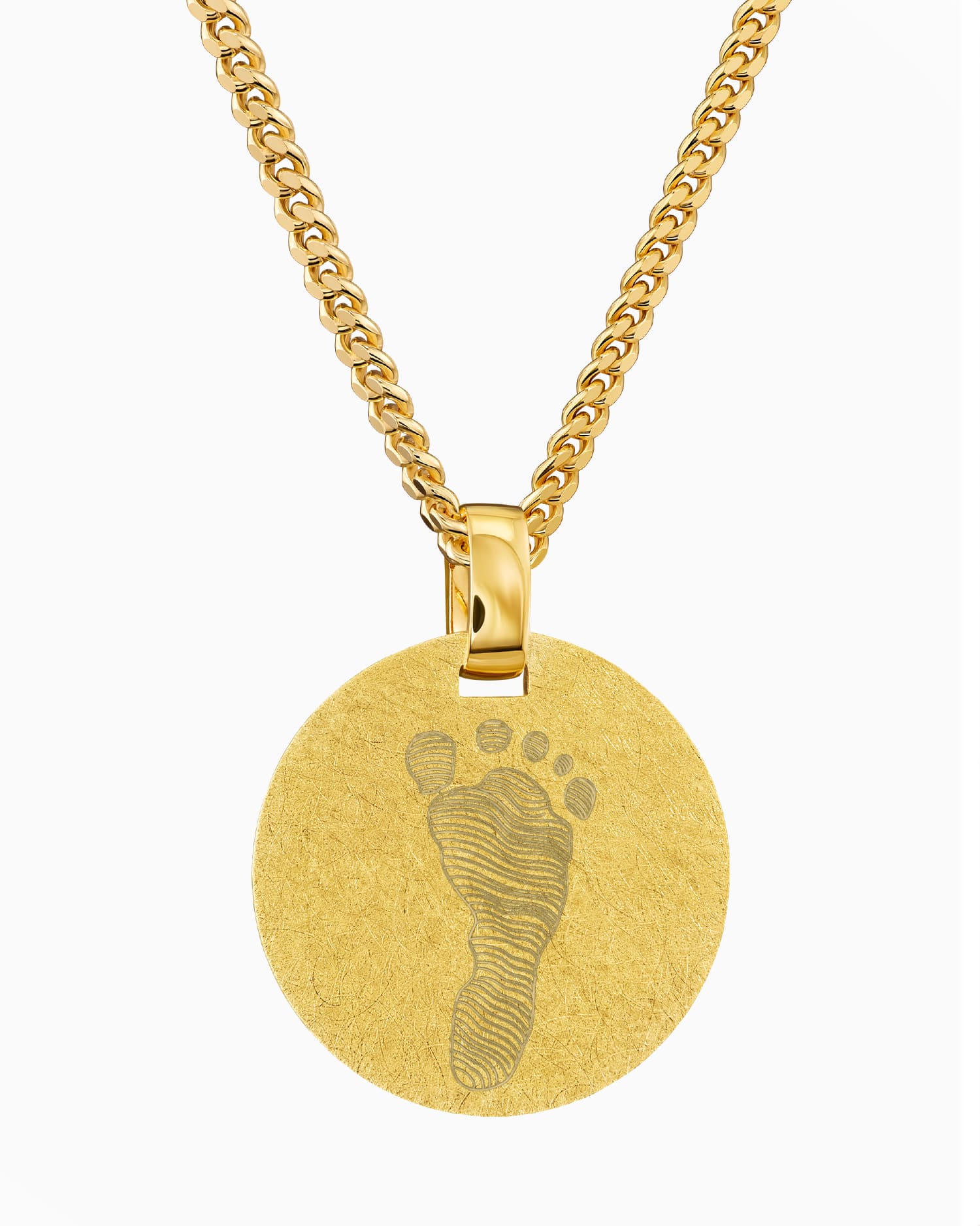 Empreinte de pied Plaques à graver Collier Pendentif Rond Glacé