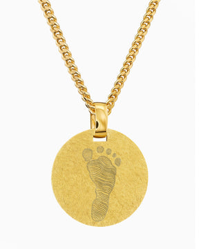 Empreinte de pied Plaques à graver Collier Pendentif Rond Glacé