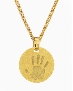 Empreinte de la main Plaques à graver Collier Pendentif Rond Glacé