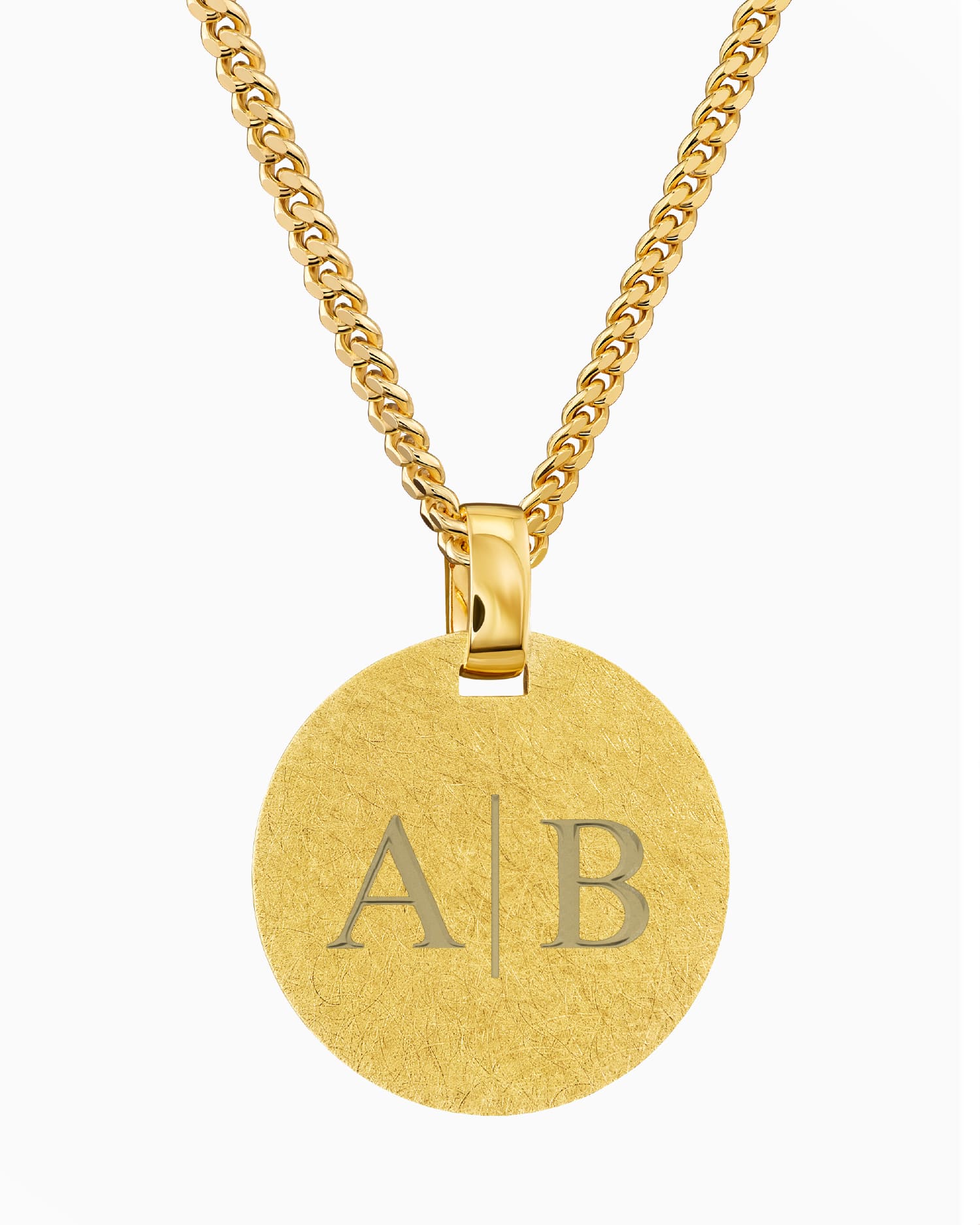 Initiales Plaques à graver Collier Pendentif Rond Glacé