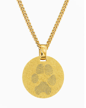Empreinte de patte Plaques à graver Collier Pendentif Rond Glacé