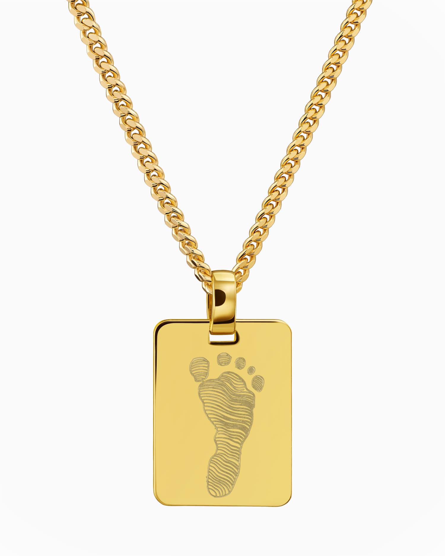 Empreinte de pied Plaques à graver Collier Pendentif Rectangle