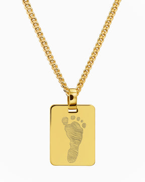 Empreinte de pied Plaques à graver Collier Pendentif Rectangle