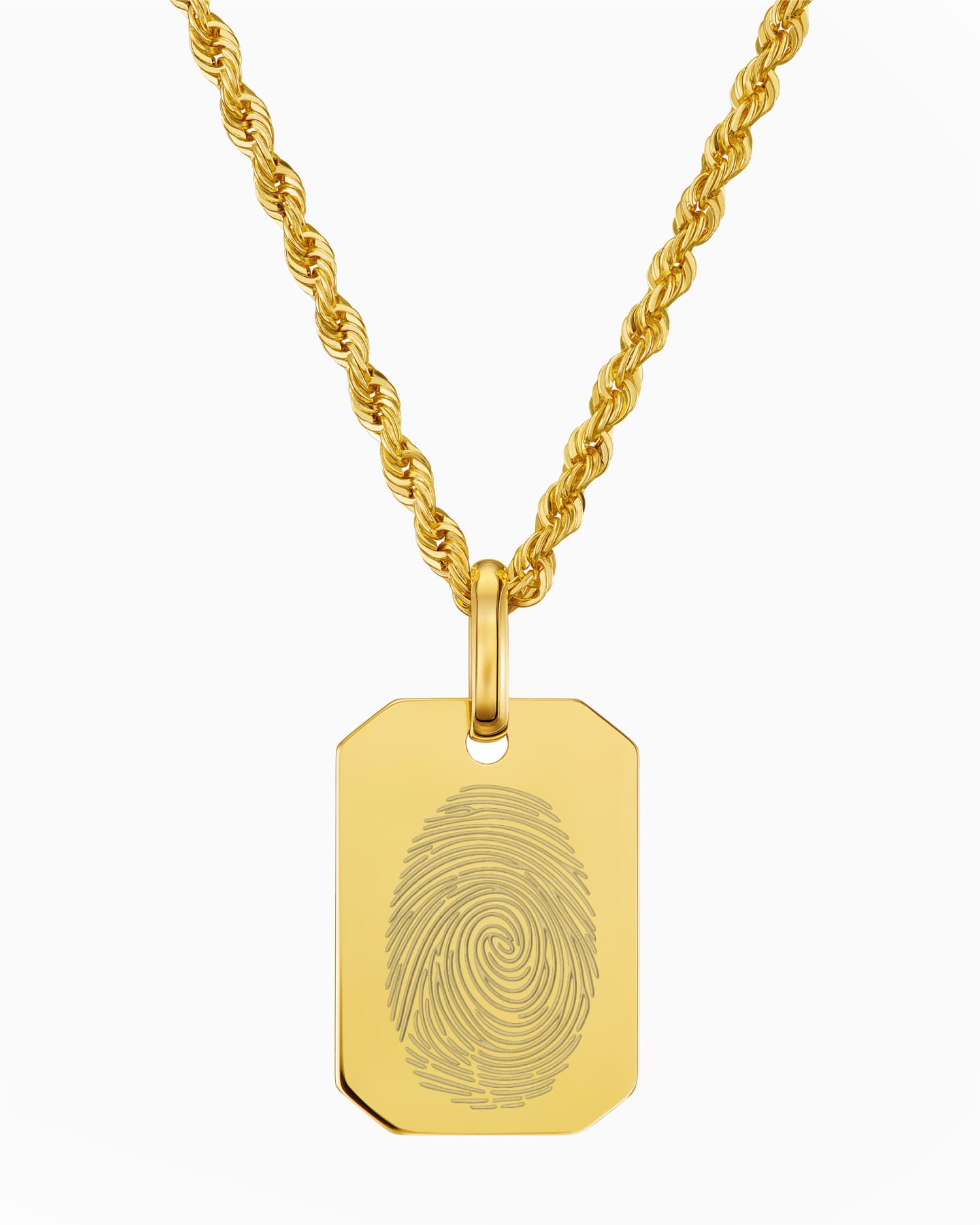 Empreinte digitale Plaques gravées Collier Pendentif Octogone