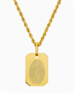 Empreinte digitale Plaques gravées Collier Pendentif Octogone