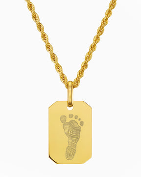 Empreinte de pied Plaques à graver Collier Pendentif Octogone