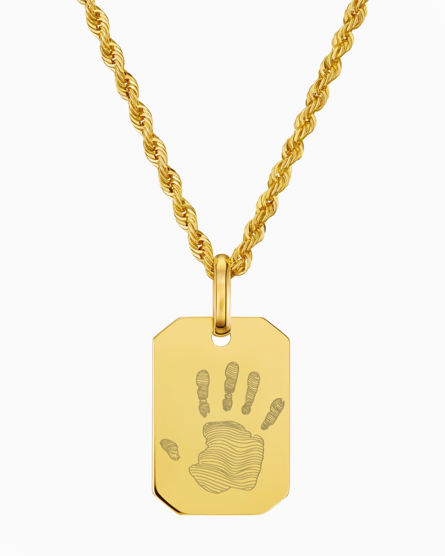 Empreinte de la main Plaques à graver Collier Pendentif Octogone