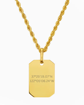 Coordonnées Plaques à graver Collier Pendentif Octogone
