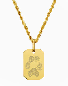 Empreinte de patte Plaques à graver Collier Pendentif Octogone