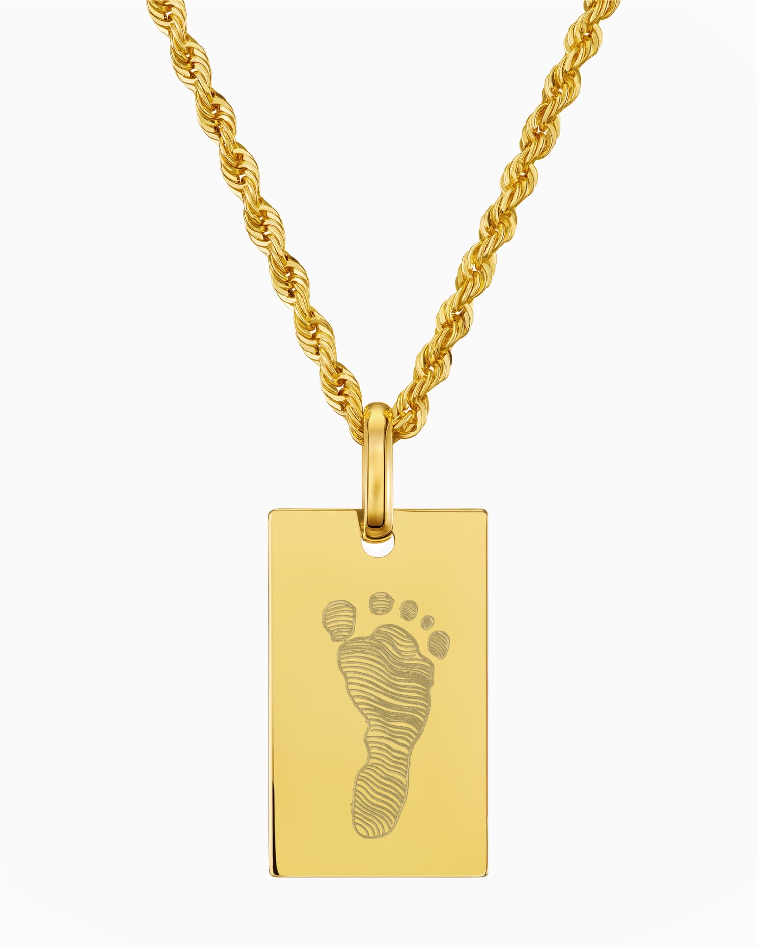 Empreinte de pied Plaques à graver Collier Pendentif Rectangle