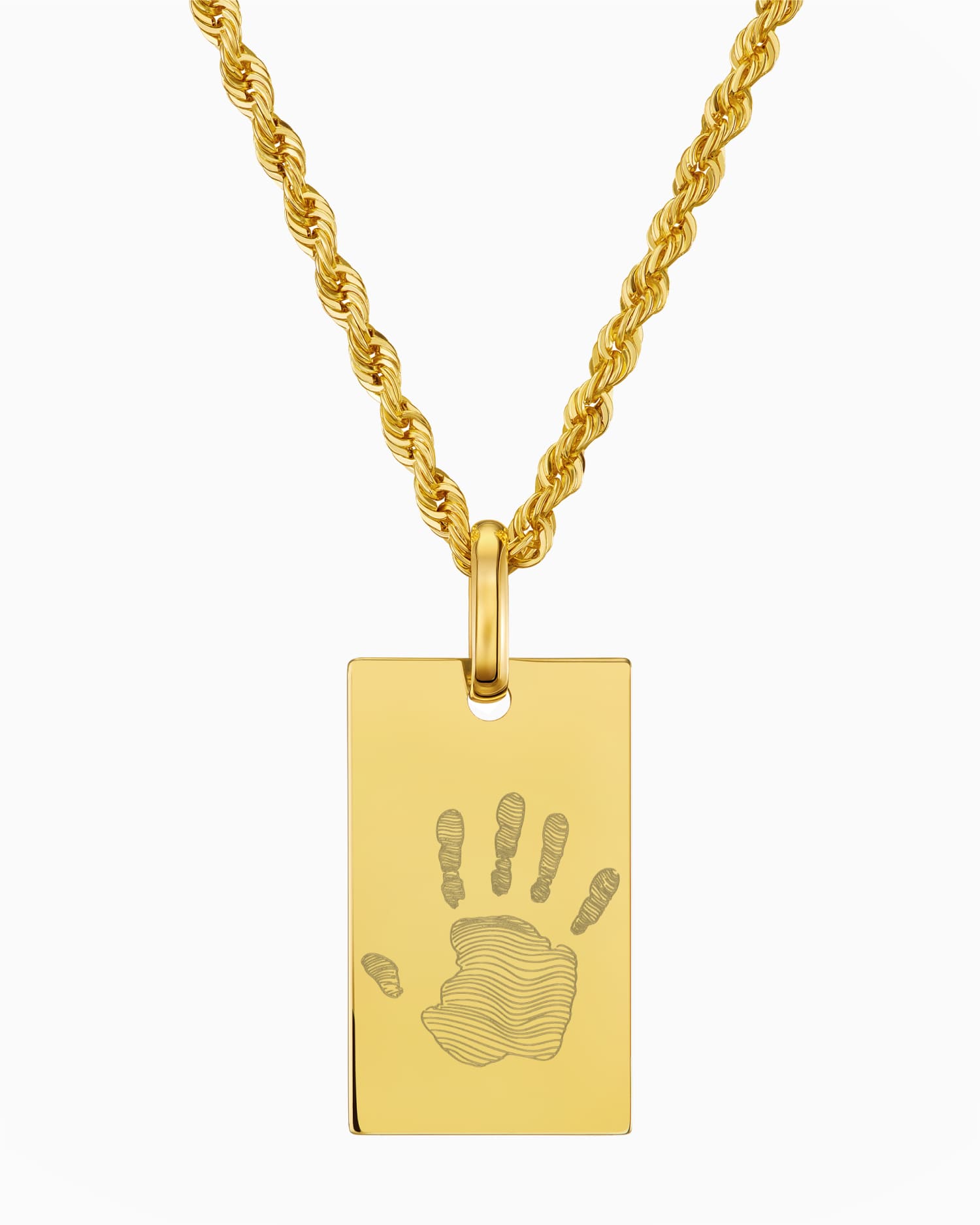 Empreinte de la main Plaques à graver Collier Pendentif Rectangle