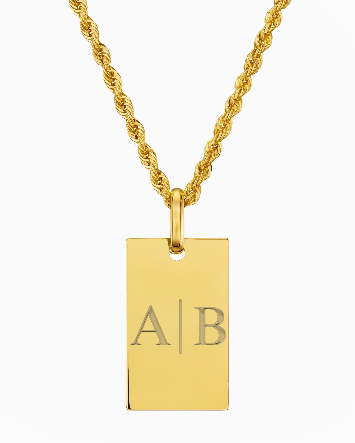 Initiales Plaques à graver Collier Pendentif Rectangle