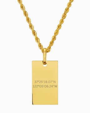 Coordonnées Plaques à graver Collier Pendentif Rectangle