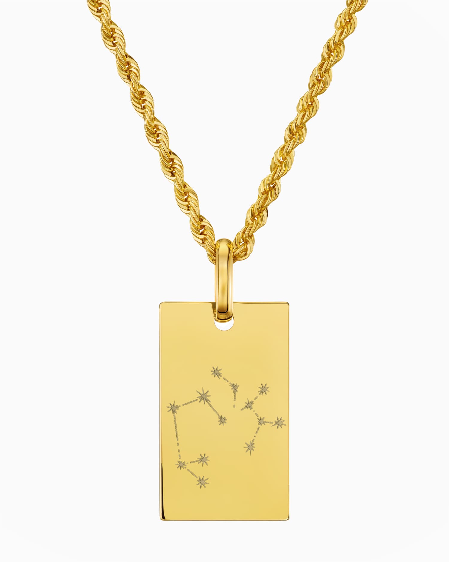 Signe du zodiaque Plaques gravées Collier Pendentif Rectangle