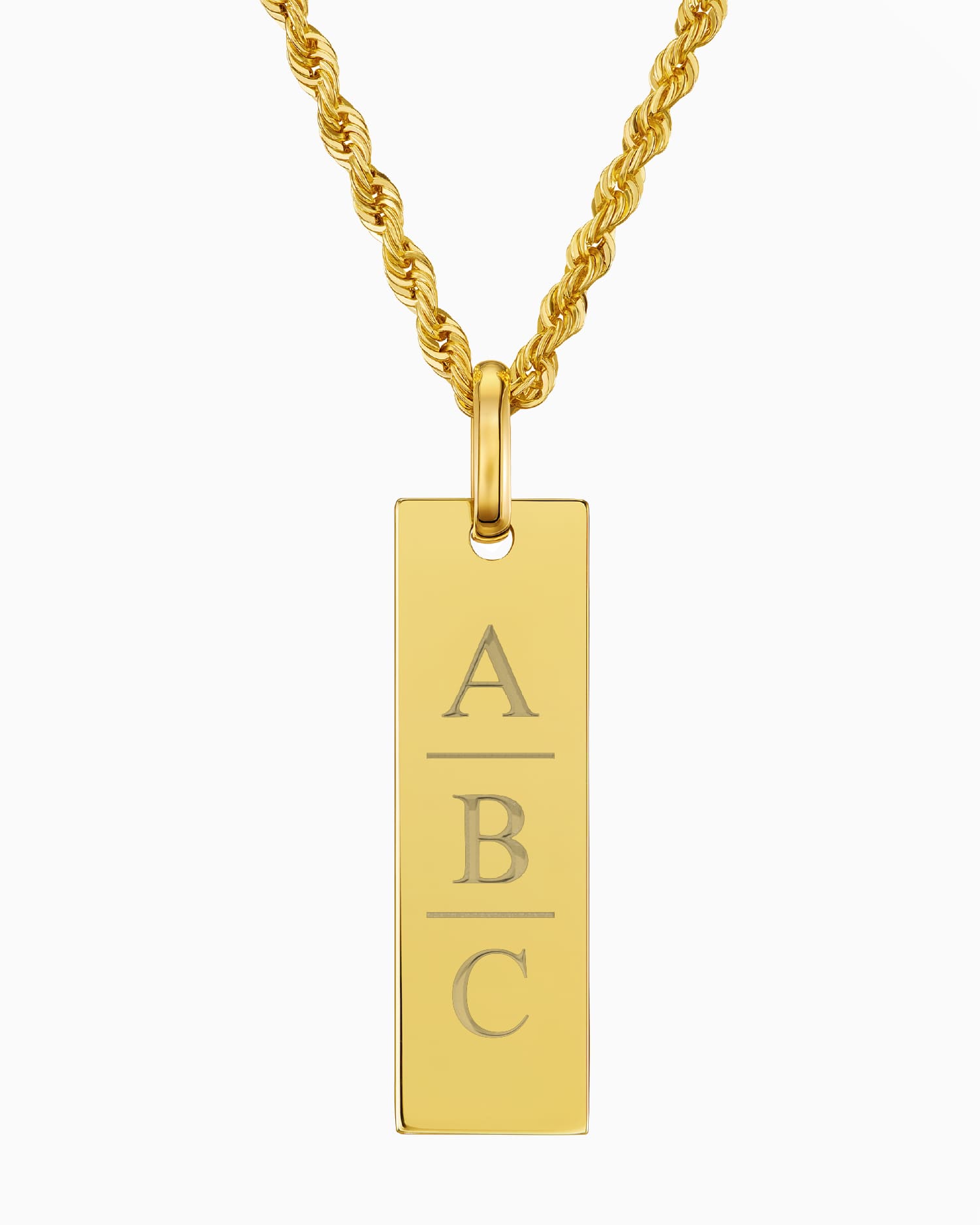 Initiales Plaques à graver Collier Pendentif Rectangle
