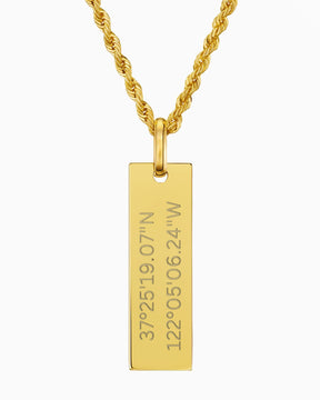 Coordonnées Plaques à graver Collier Pendentif Rectangle