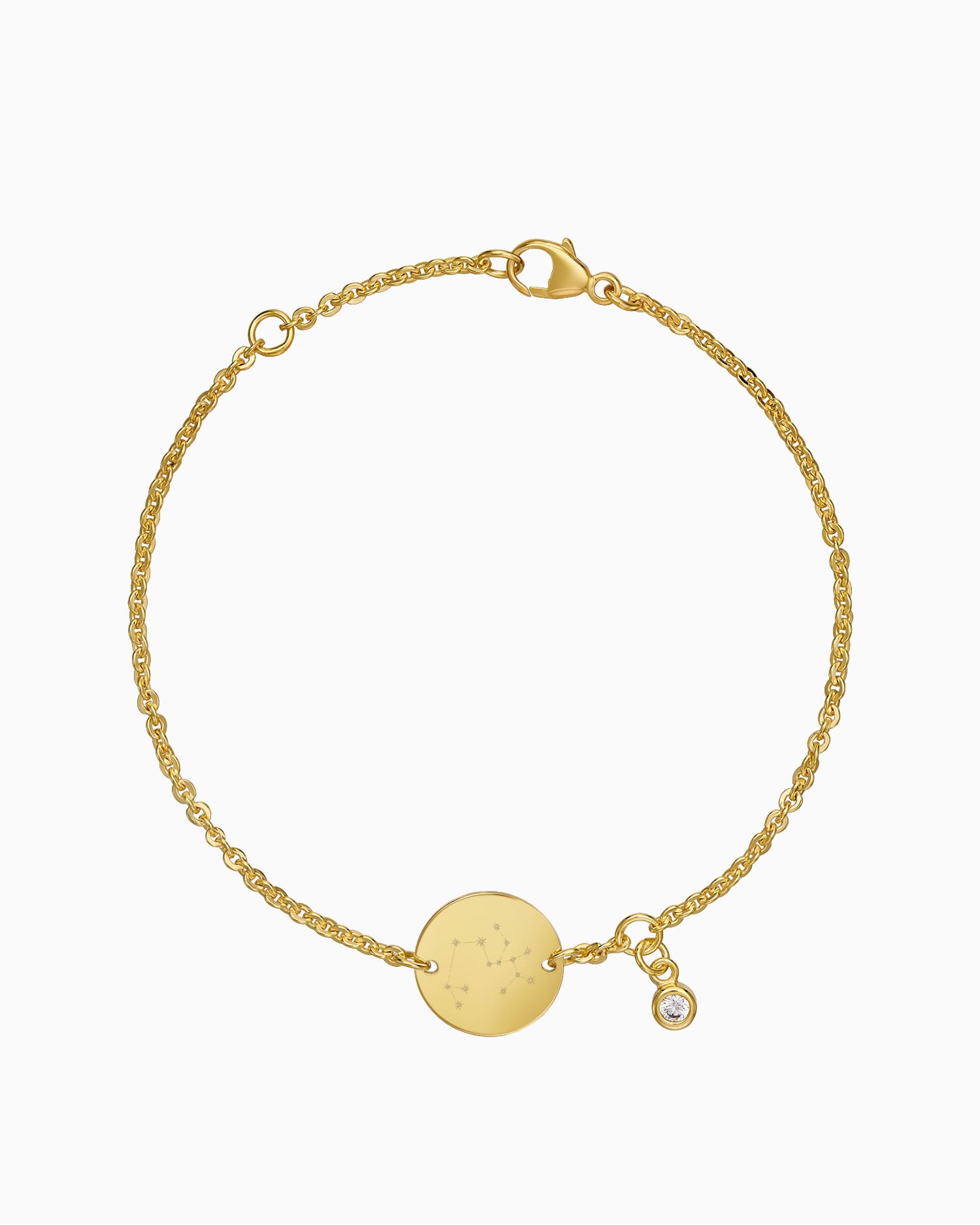Signe du zodiaque bracelet à gravure Plaque à gravure ronde Zirconia