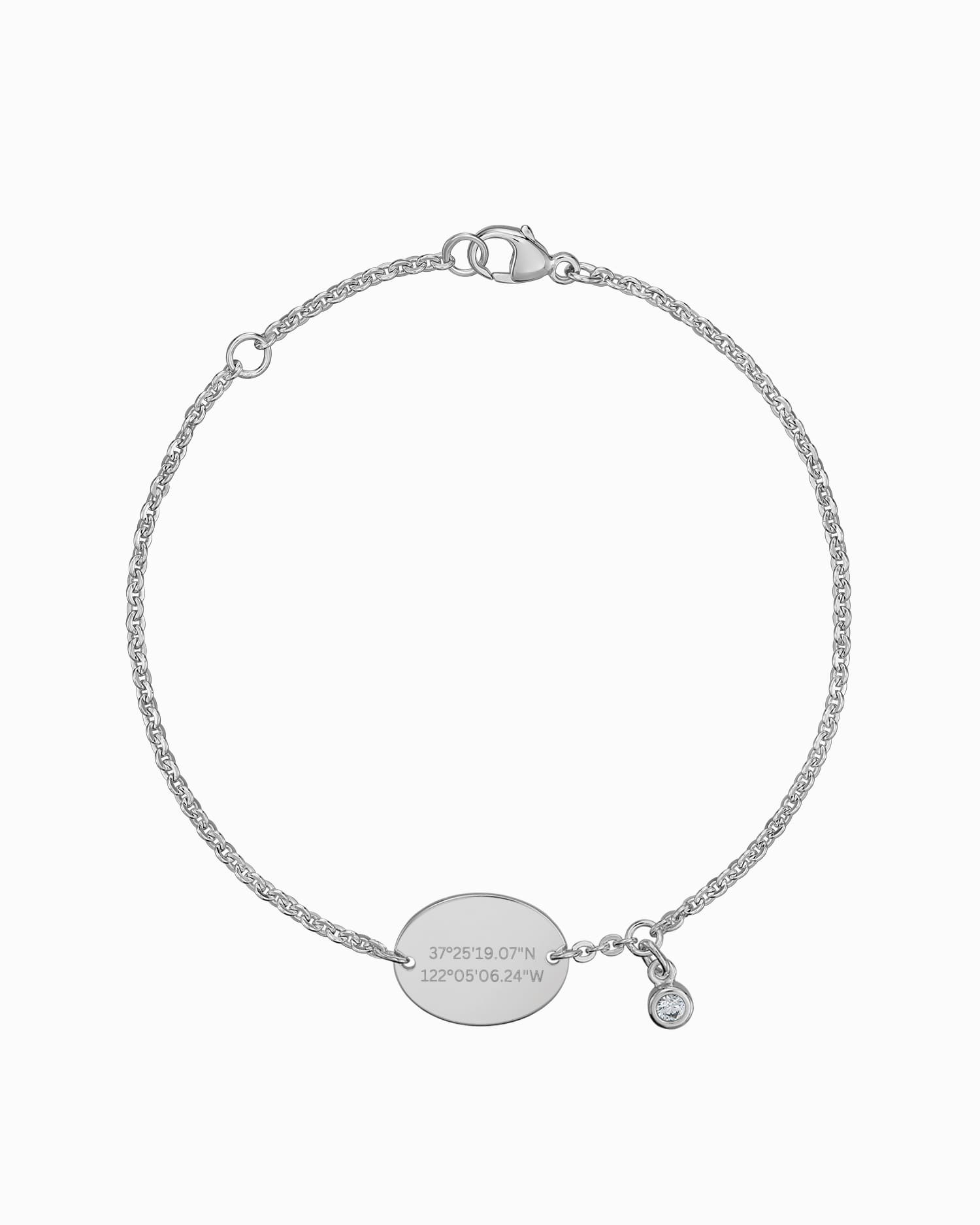 Coordonnées Bracelet à graver Plaque à graver Ovale Zirconia