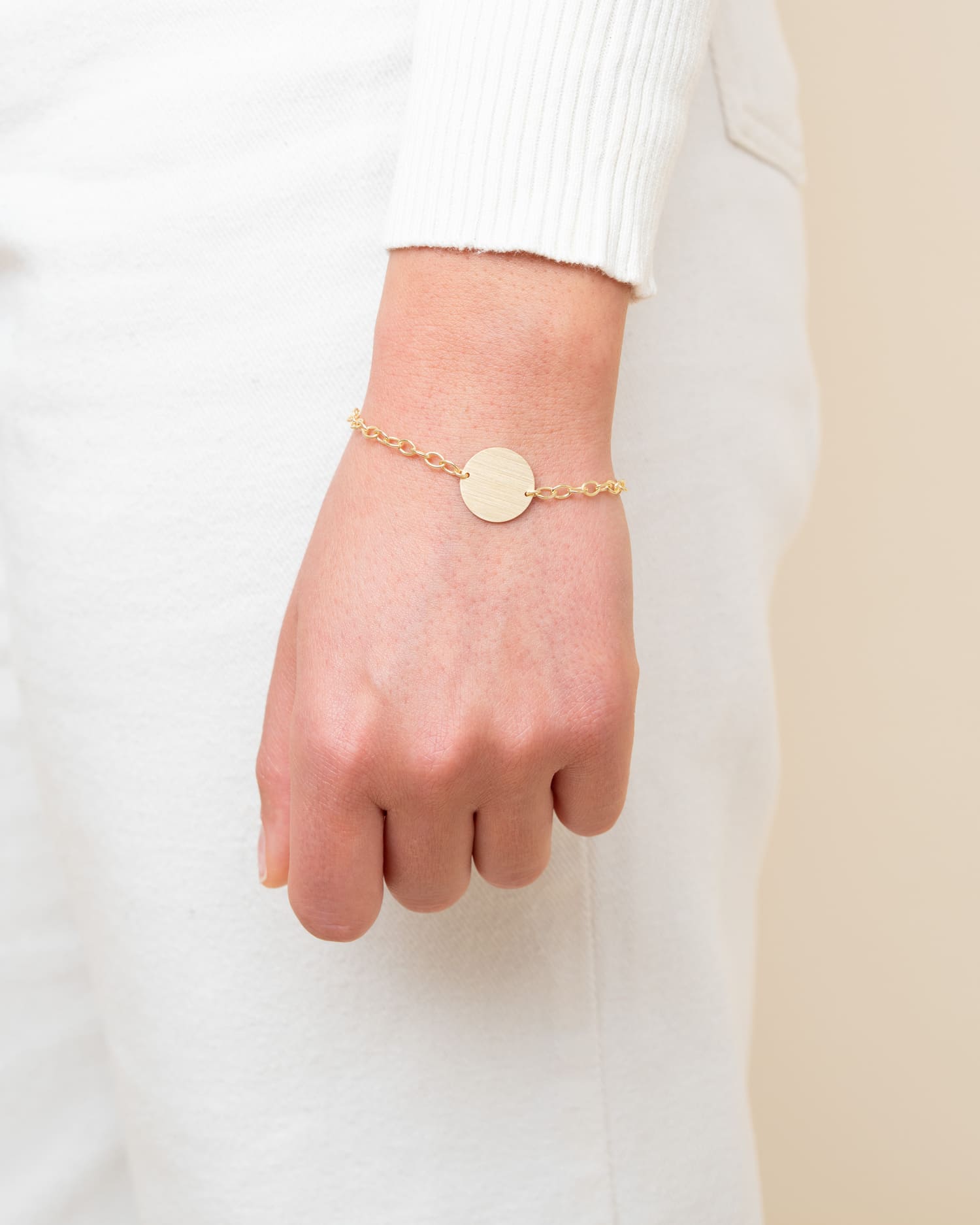 Bracelet de gravure d'initiales Plaque de gravure ronde