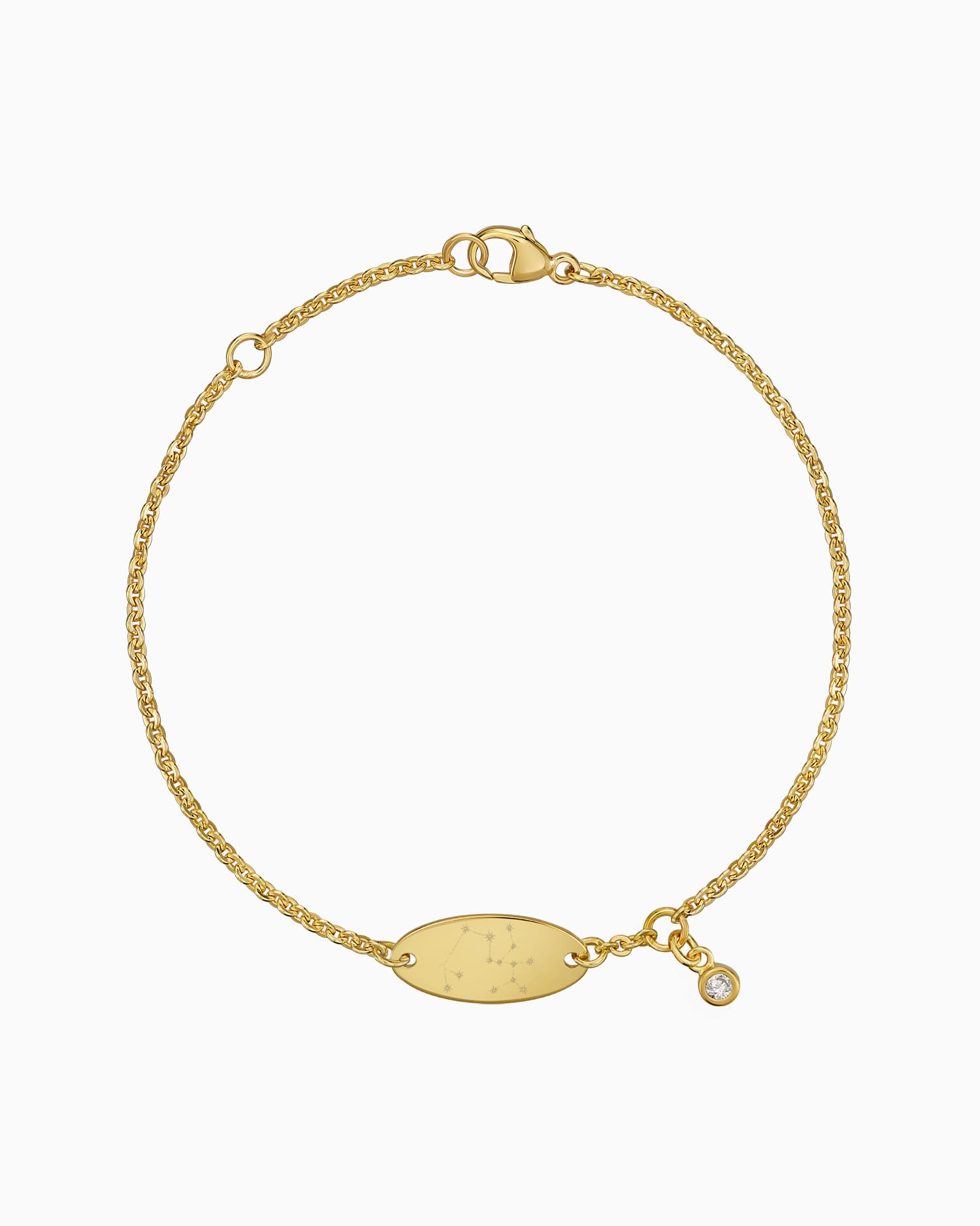 Signe du zodiaque bracelet à gravure plaque de gravure ovale zirconium