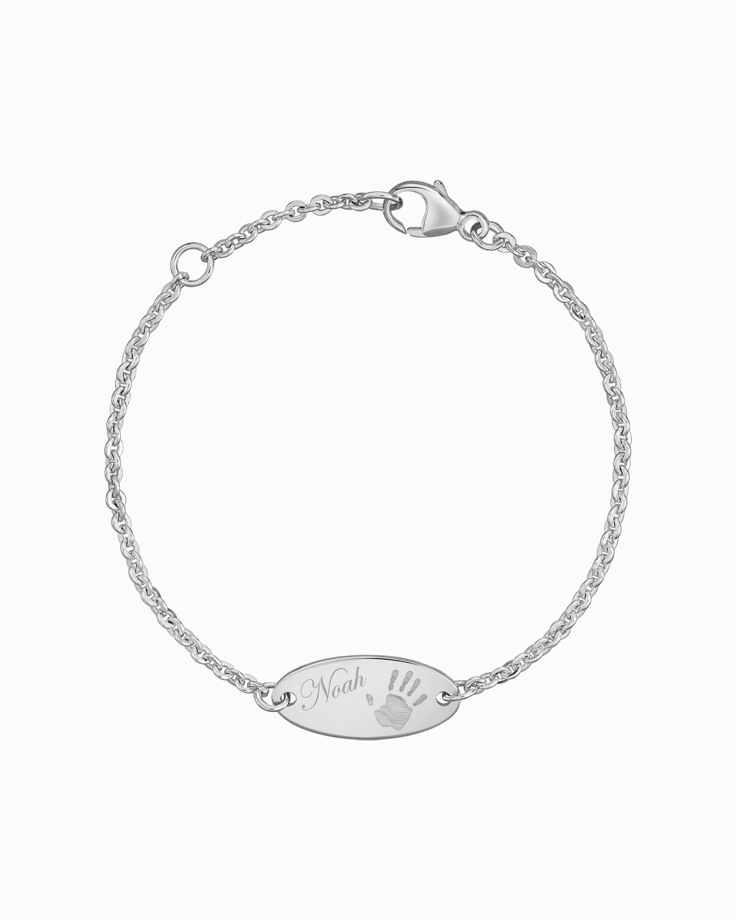 Bracelet de gravure d'empreinte de main Plaque de gravure ovale Zirconia