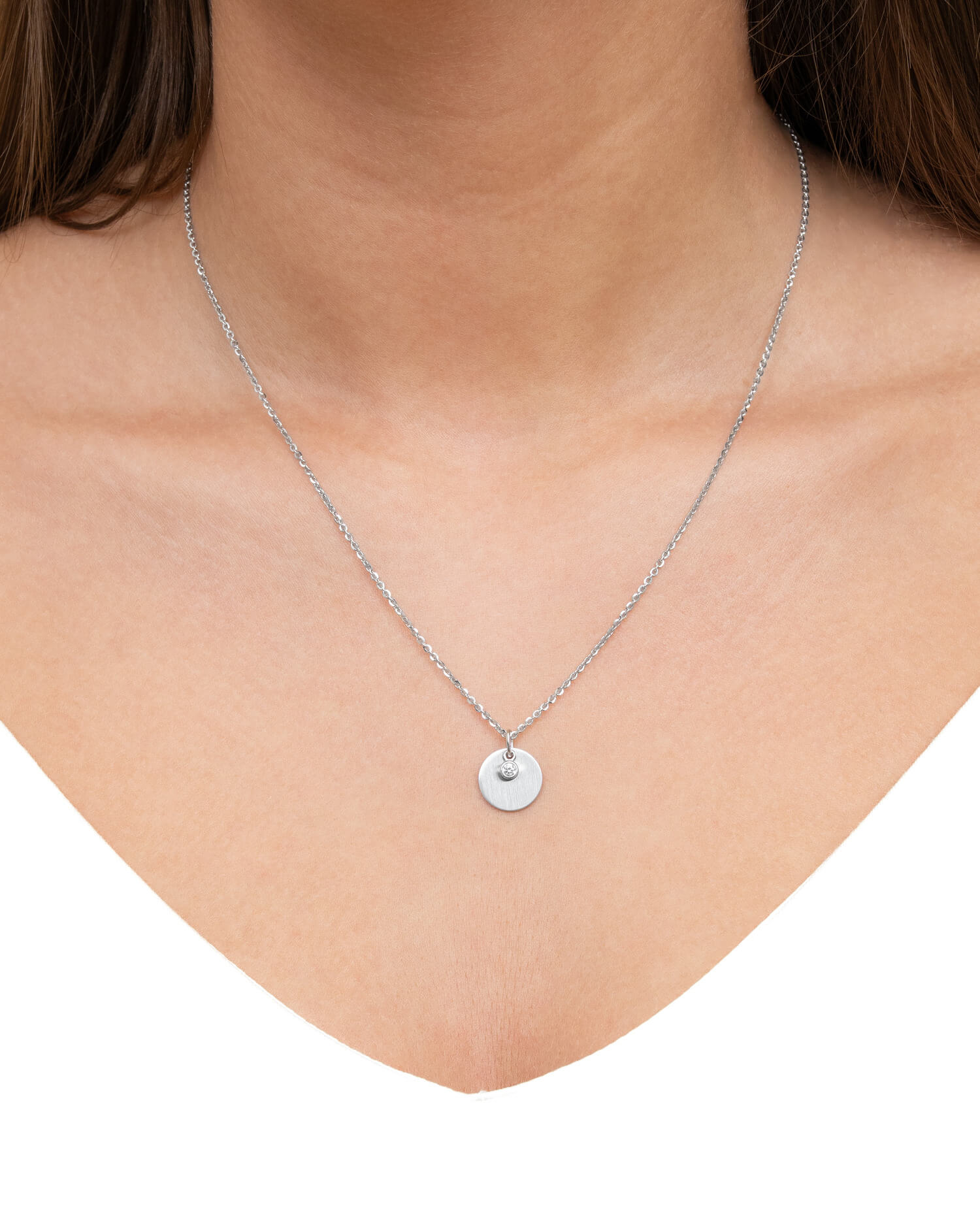 Plaques gravées Pendentif Collier Zirconia 12mm