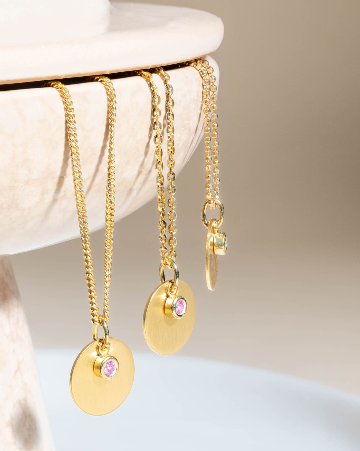 Plaques gravées Pendentif Collier Zirconia Rose 12mm