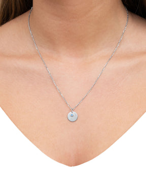 Plaques gravées Pendentif Collier Zirconia Bleu 12mm
