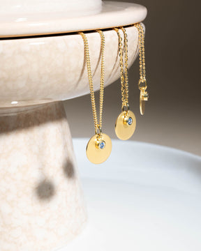 Plaques gravées Pendentif Collier Zirconia Bleu 12mm