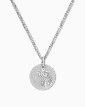 Plaques gravées Pendentif Collier Pieds de bébé Zirconia 12mm