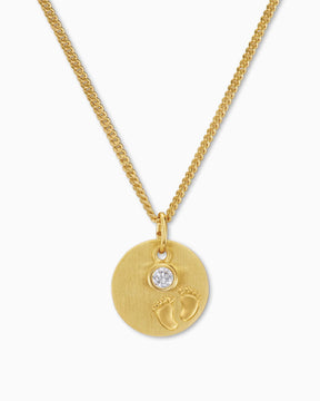 Plaques gravées Pendentif Collier Pieds de bébé Zirconia 12mm