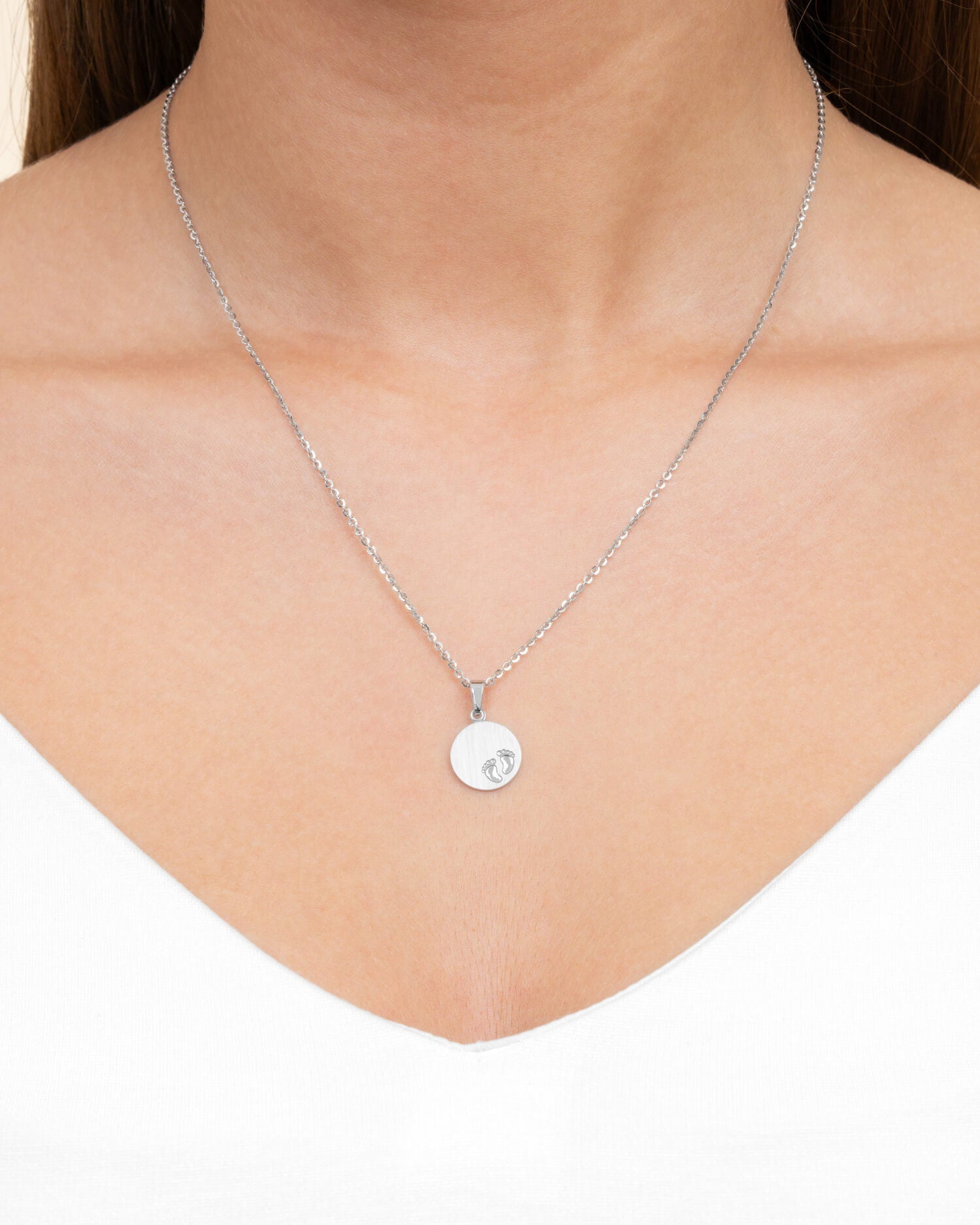 Plaques à graver Pendentif Collier Pieds de bébé 12mm