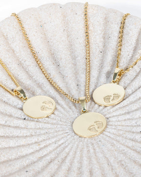 Plaques à graver Pendentif Collier Pieds de bébé 12mm