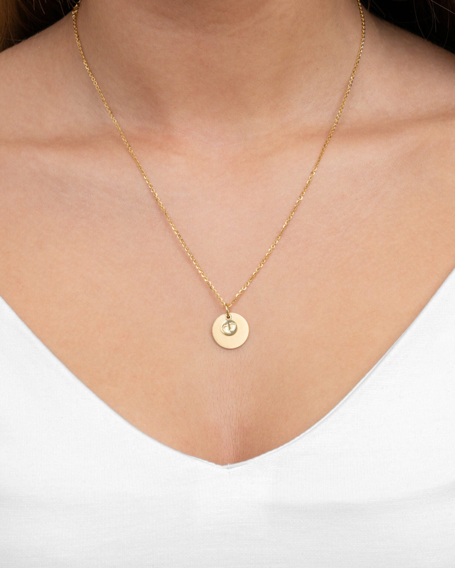 Plaques à graver Pendentif Collier Pieds de bébé 14mm