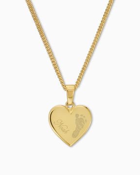 Empreinte de pied Coeur Collier Plaque à graver Pendentif 12mm