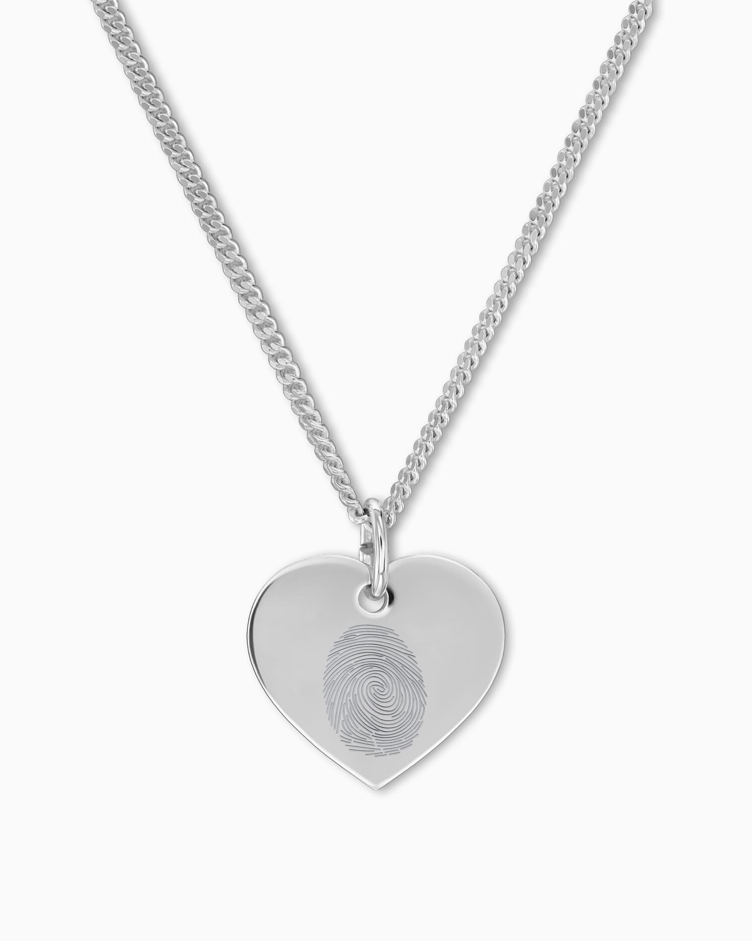 Empreinte digitale Coeur Collier Plaque à graver Pendentif 13mm