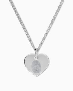 Empreinte digitale Coeur Collier Plaque à graver Pendentif 13mm