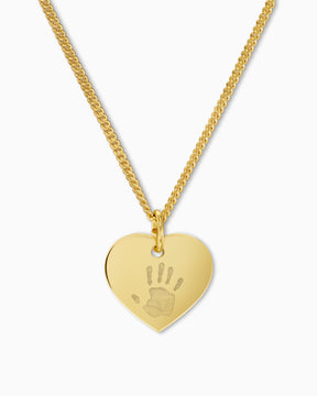 Empreinte de la main Coeur Collier Plaque à graver Pendentif 13mm