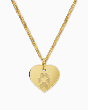 Empreinte de patte Cœur Collier Plaque à graver Pendentif 13mm