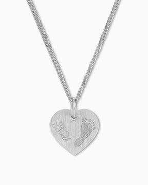 Empreinte de pied Coeur Collier Plaque à graver Pendentif 13mm