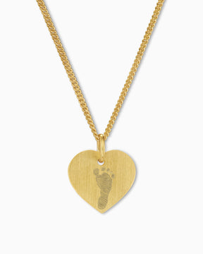 Empreinte de pied Coeur Collier Plaque à graver Pendentif 13mm