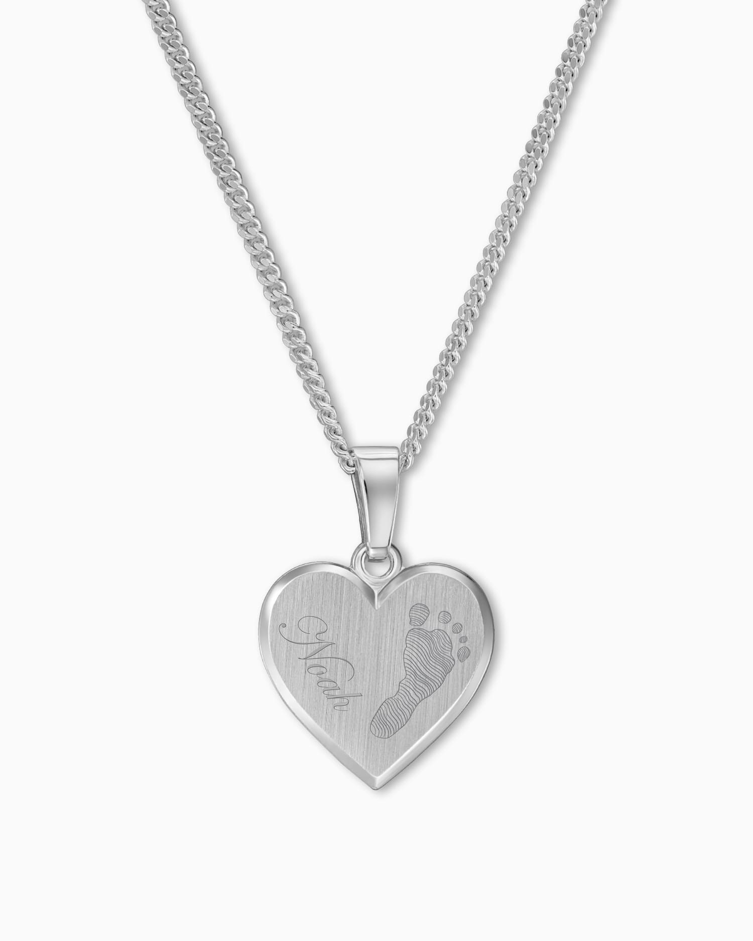 Empreinte de pied Coeur Collier Plaque à graver Pendentif 12mm