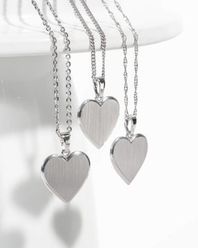 Collier coeur plaque gravure pendentif 15mm