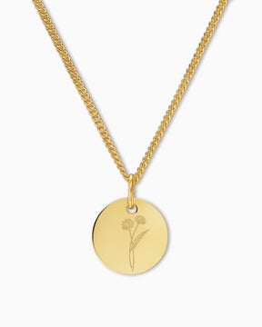 Fleur de naissance Plaques à graver Collier Pendentif Rond 12mm