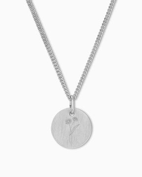 Fleur de naissance Plaque de gravure Collier Pendentif Rond 12mm