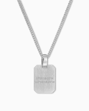 Coordonnées Plaques à graver Collier Pendentif Angulaire