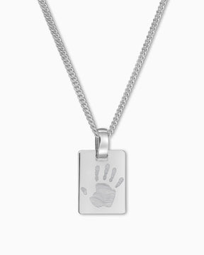 Empreinte de la main Plaques à graver Collier Pendentif Carré